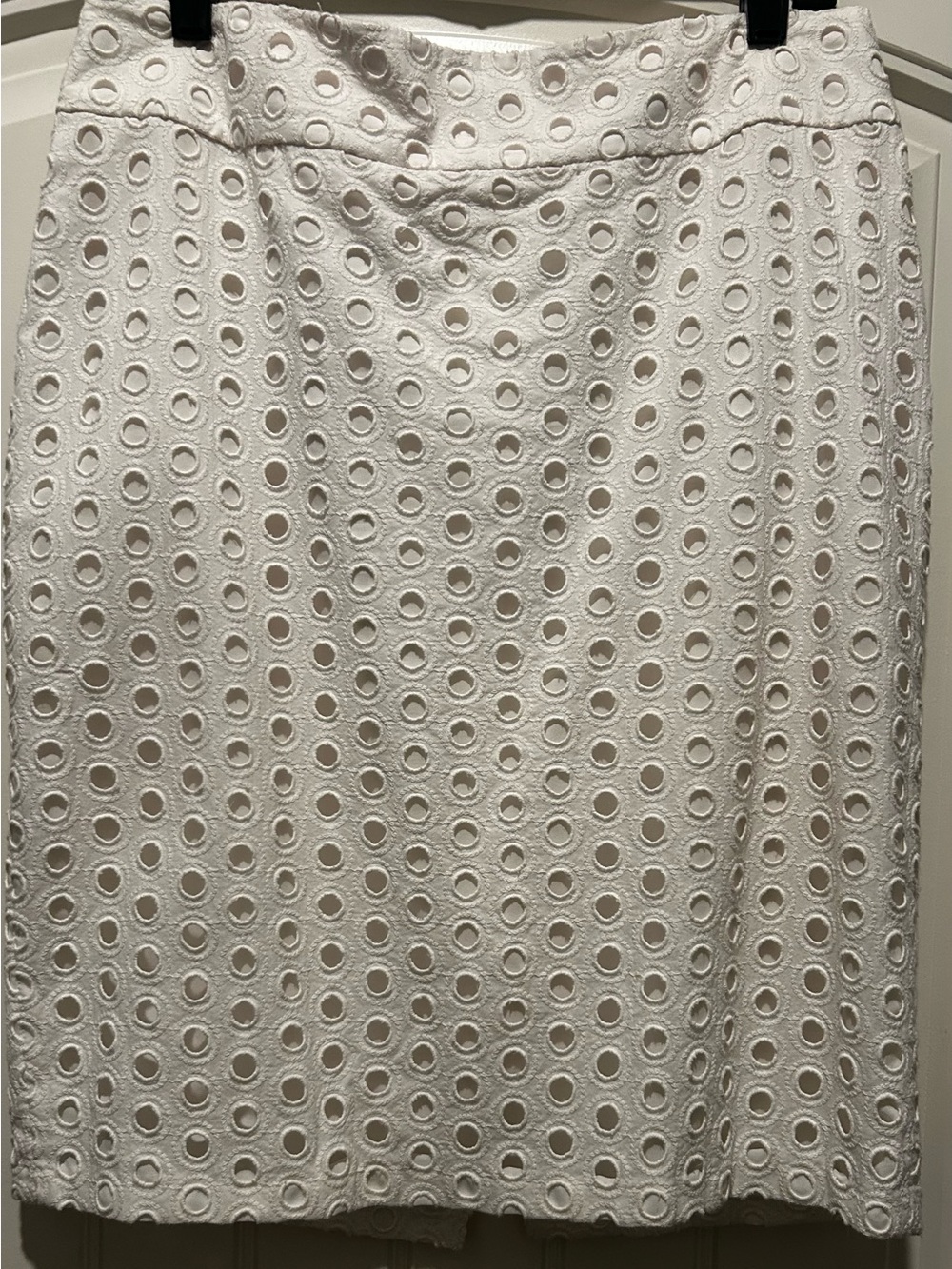 Ann Taylor White Eyelet Pencil Skirt